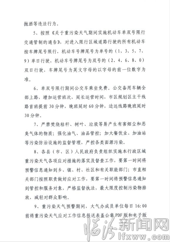 重污染天气橙色预警预防措施