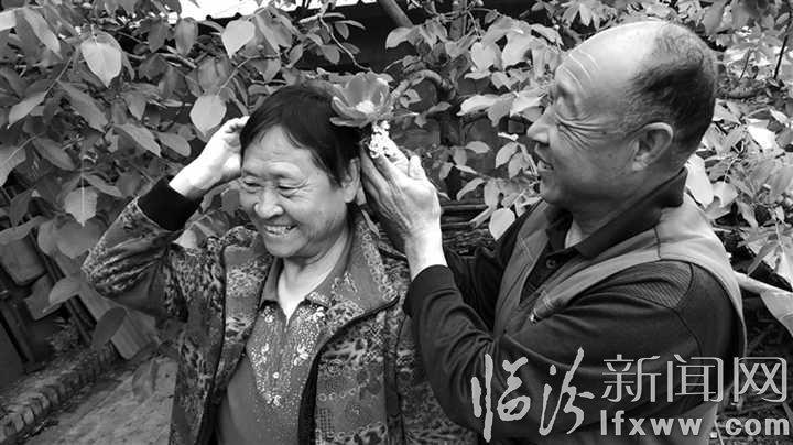 丈夫马跟官为李麦香戴花秀恩爱。