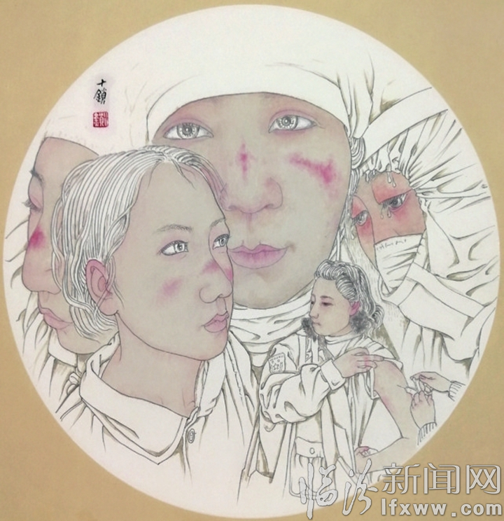 临汾:笔墨传情 鼓劲加油