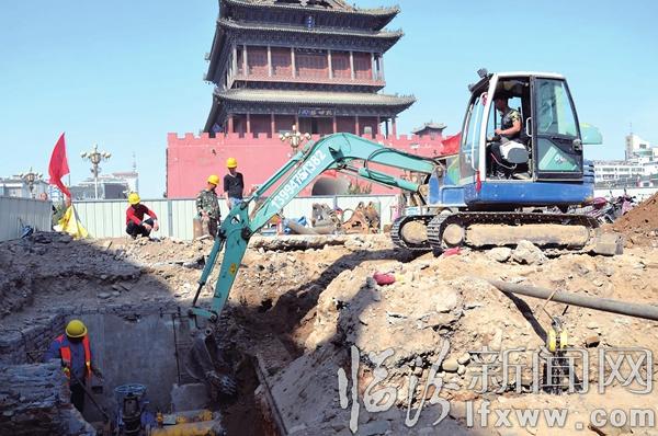 鼓楼南北街改造施工现场如火如荼