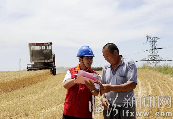 图三、共产党员服务队深入田间地头宣传夏收时节《电力设施保护条例》法律法规.jpg
