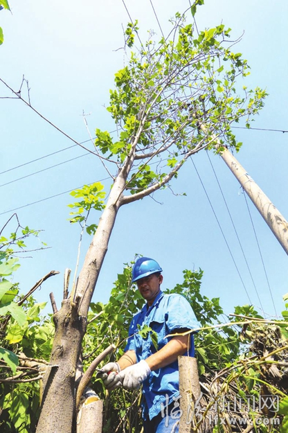 高温下 最美临汾电力工人
