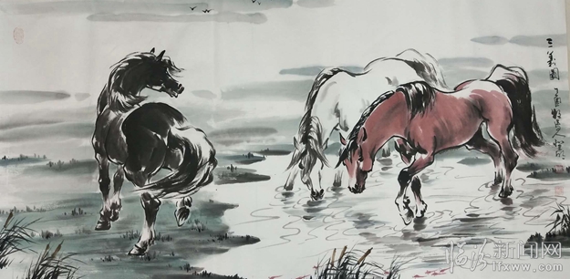 临汾画家季登明:世有千里马 藏吾画图中